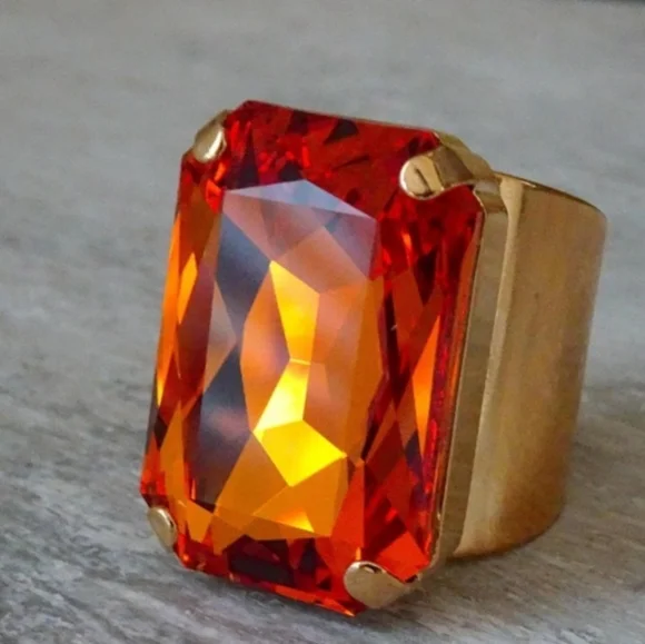 NEW from Swarovski... Rare Dark Orange Ring - Picture 1 of 4